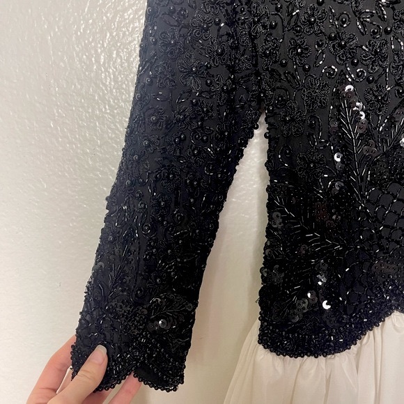 Naeem Khan Riazee Nights Rare Vintage Evening Dress Silk Beaded Black 10 - Picture 7 of 12